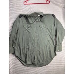 Western Mens Sheplers Pearl Snap Shirt 19-36 Tall Sage Green